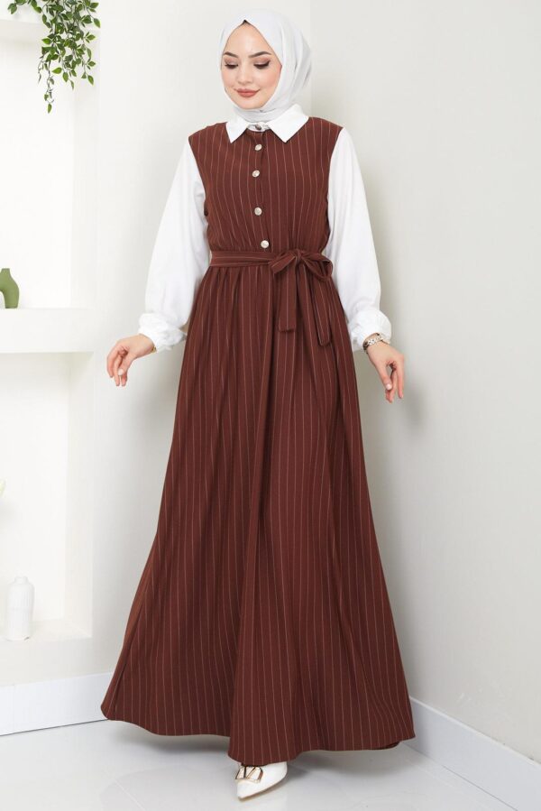 Stylish Striped Dress with Contrasting Sleeves DR003HF - Image 6