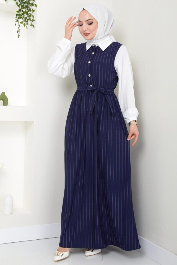 Stylish Striped Dress with Contrasting Sleeves DR003HF