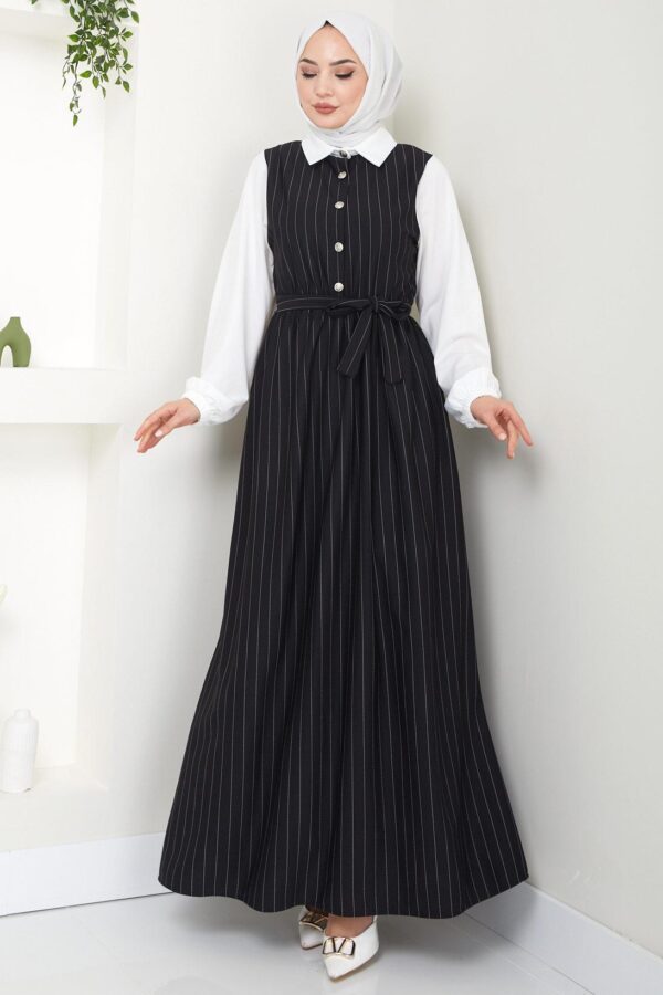 Stylish Striped Dress with Contrasting Sleeves DR003HF - Image 5