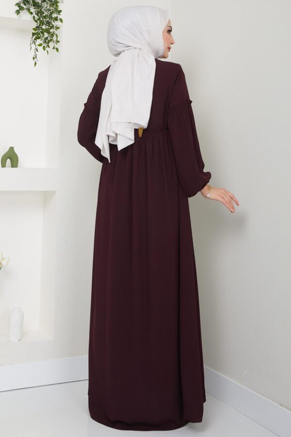 Elegant Drawstring Neck Abaya in Three Colors - Stylish and Comfortable Women's Crepe Abaya AB001HF - Image 3