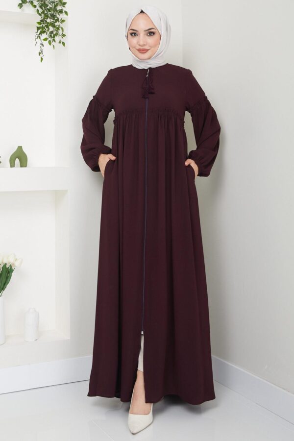 Elegant Drawstring Neck Abaya in Three Colors - Stylish and Comfortable Women's Crepe Abaya AB001HF - Image 2