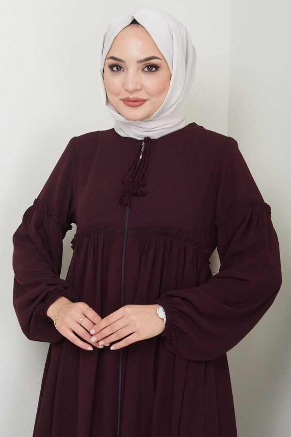 Elegant Drawstring Neck Abaya in Three Colors - Stylish and Comfortable Women's Crepe Abaya AB001HF - Image 4