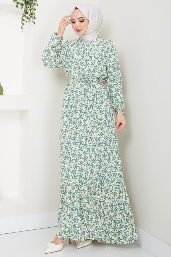 Stylish Leaf Patterned Viscose Summer Dress - Perfect for Summer DR002HF - Image 4