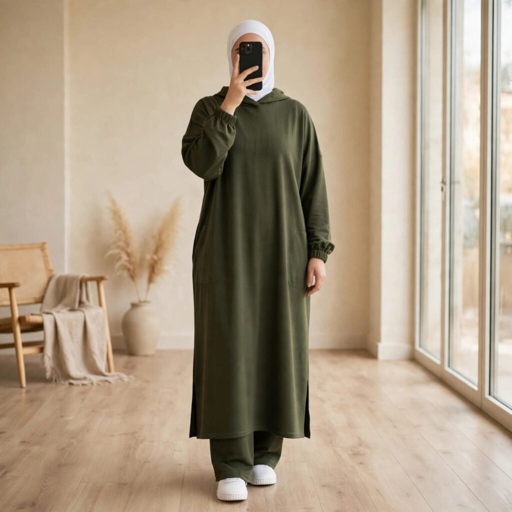 طقم محجبات رياضي نسائي أوفر سايز من مونطوني تركي