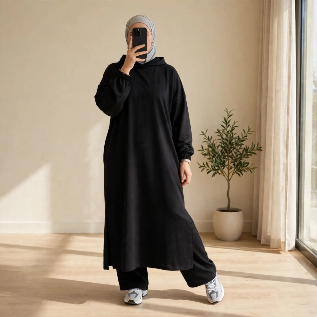طقم محجبات رياضي نسائي أوفر سايز من مونطوني تركي