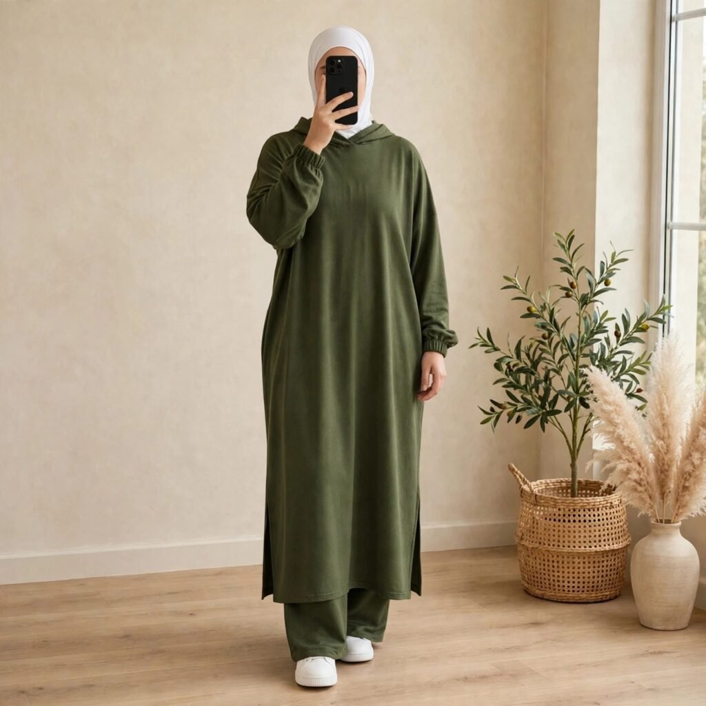 طقم محجبات رياضي نسائي أوفر سايز من مونطوني تركي