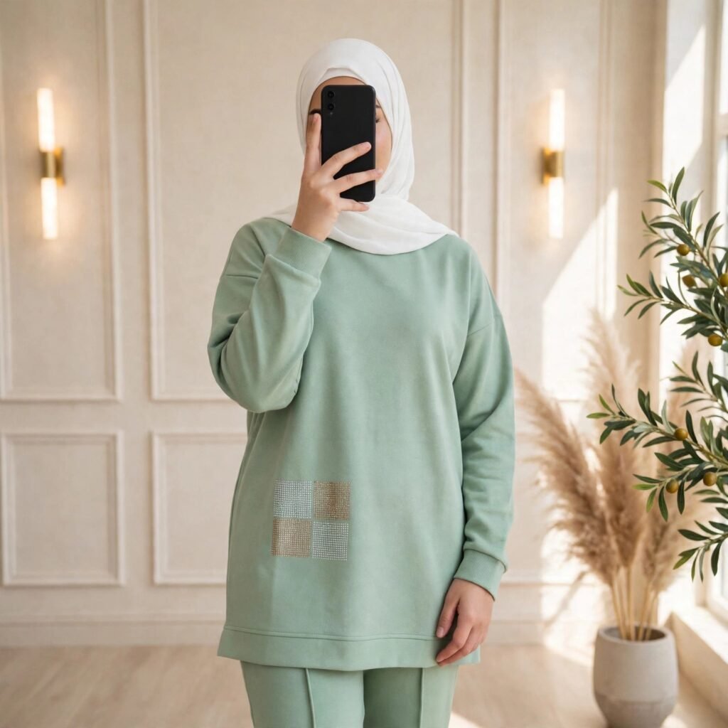 طقم Chams نسائي أوفر سايز من سكوبا تركي
