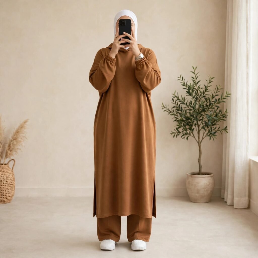 طقم محجبات رياضي نسائي أوفر سايز من مونطوني تركي